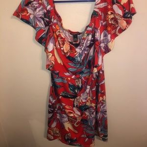 Charlotte Russe tropical flower orange dress